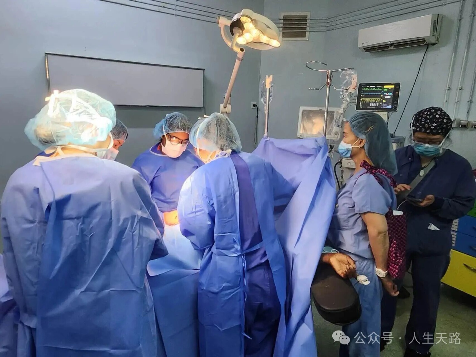 An Africa Cries Out surgical team caring for a patient in an operating room in Senegal.
