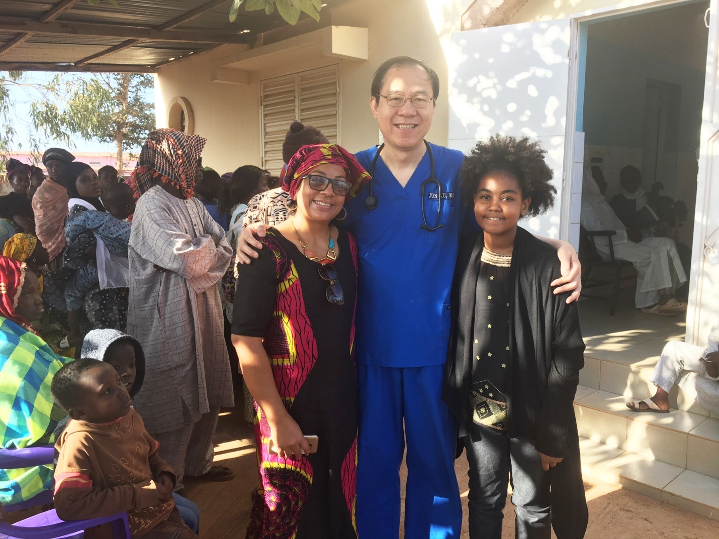 Pastor Ana Paula, her daughter Emily, and Dr. Jun Xu at the base clinic, March 2018.
