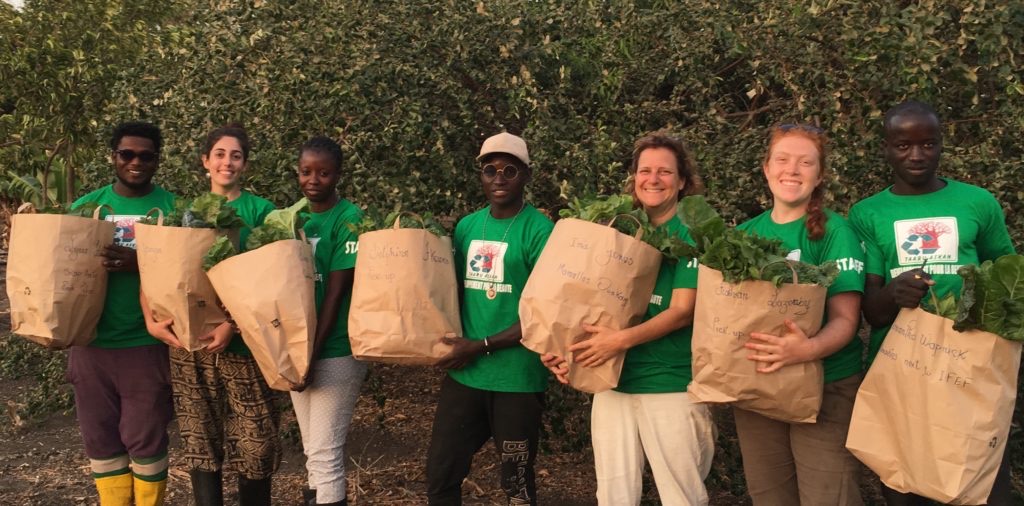 Nicole Dewing with her farm staff and volunteers at Taaru Askan Farm in Senegal.